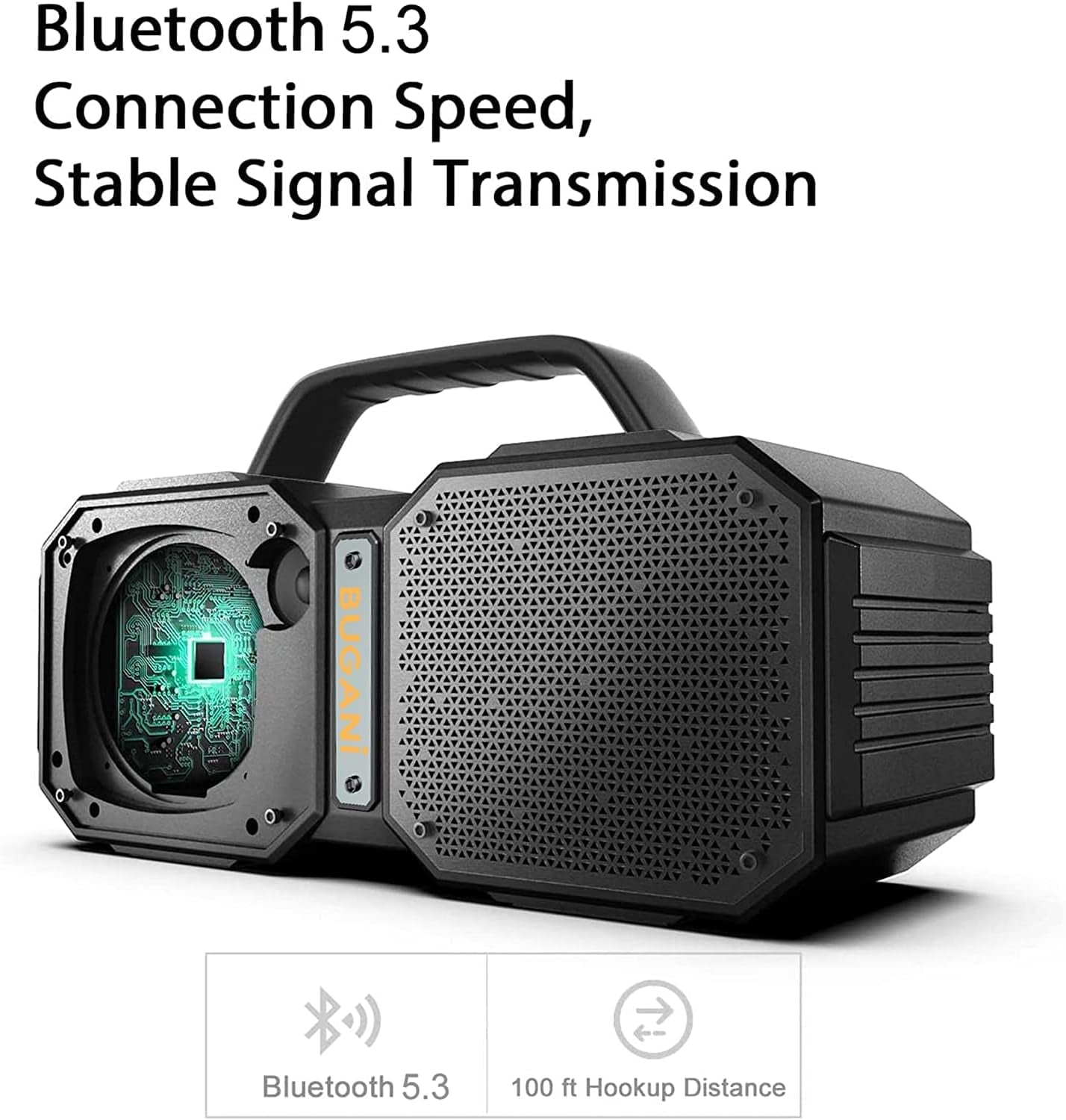 Bluetooth Speaker, Shock Portable Bluetooth Speaker, Bluetooth 5.3, Waterproof, Wireless Speakers, 60W Super Power, Outdoor Speaker, Black(New Model)