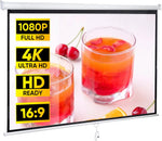 Projector Screen Pull down 80 Inch 16:9 HD Projection Screen Folding Home Theater Portable Indoor Outdoor Movie Screen