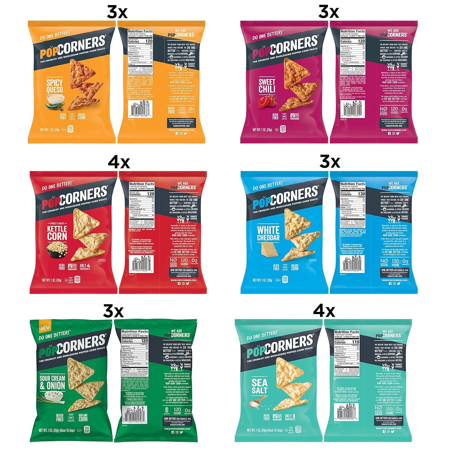 Popped Corn Snacks, Sampler Pack Gluten Free, 1 Ounce (Pack of 20)