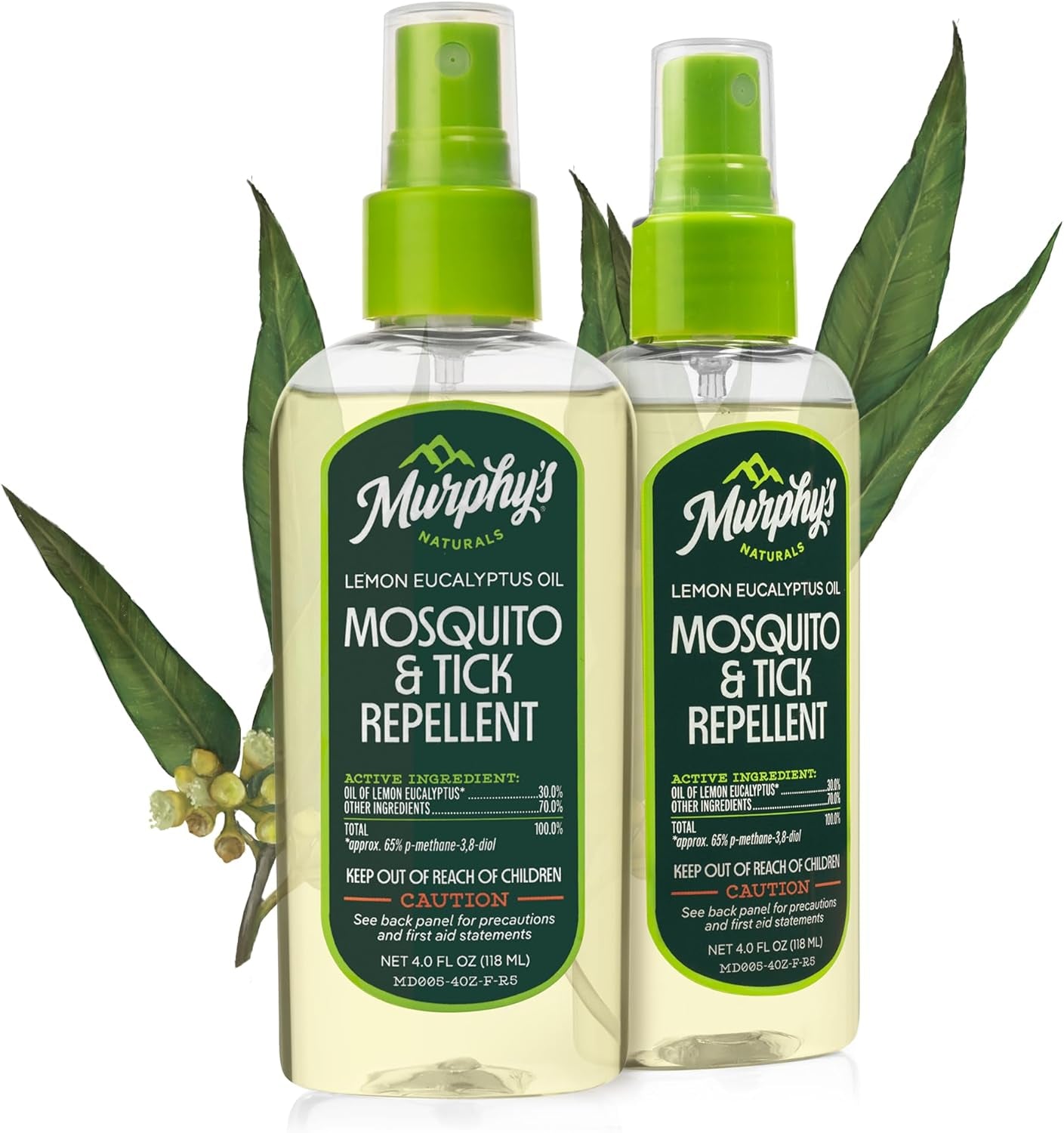 Mosquito & Tick Bug Repellent Spray, Oil of Lemon Eucalyptus for Skin + Outdoor Gear, Deet-Free, 4 Ounce Pump, 2-Pack