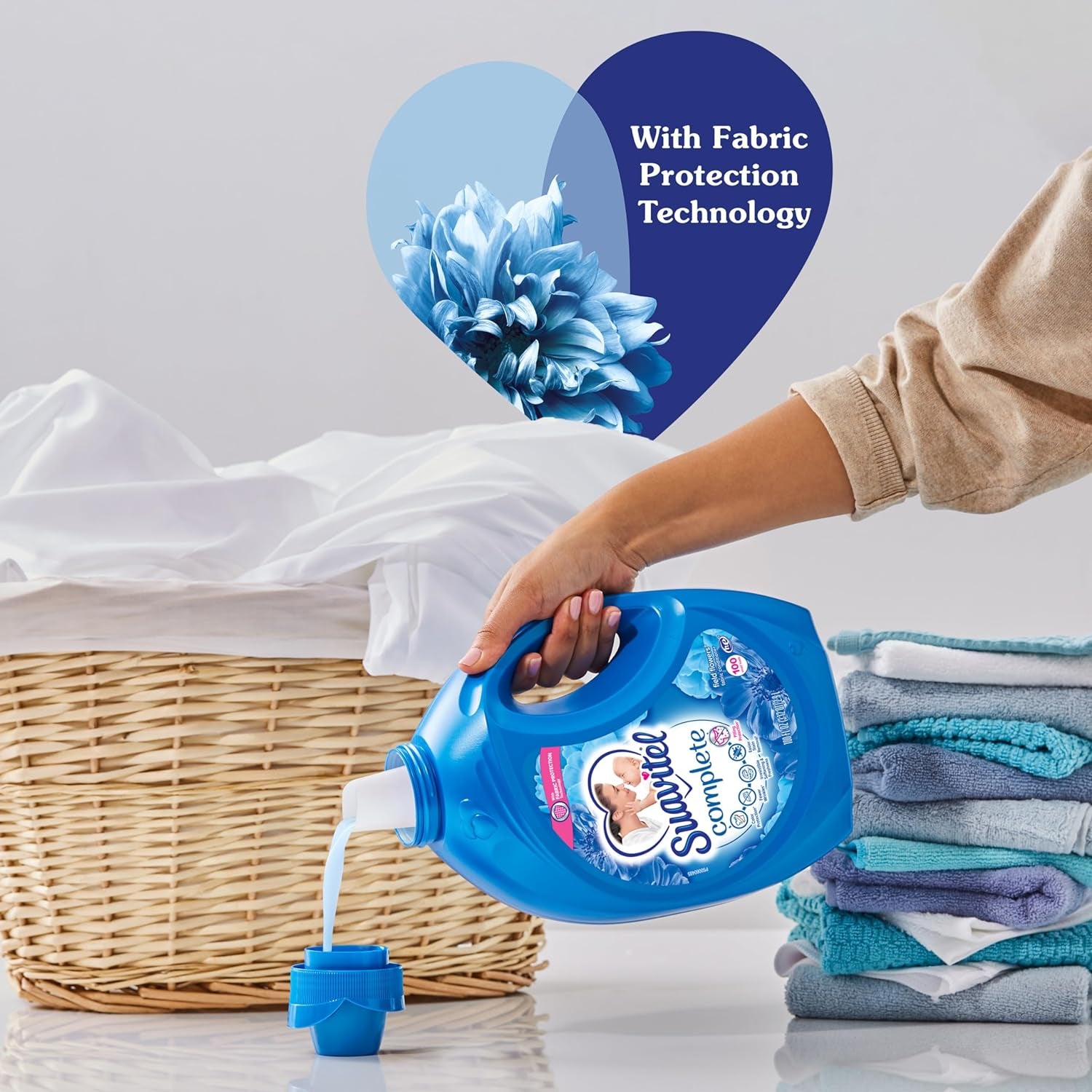 Complete Liquid Fabric Conditioner, Laundry Fabric Softener with Fabric Protection Technology, Field Flowers, 100 Oz, Enough Liquid for 100 Small Loads