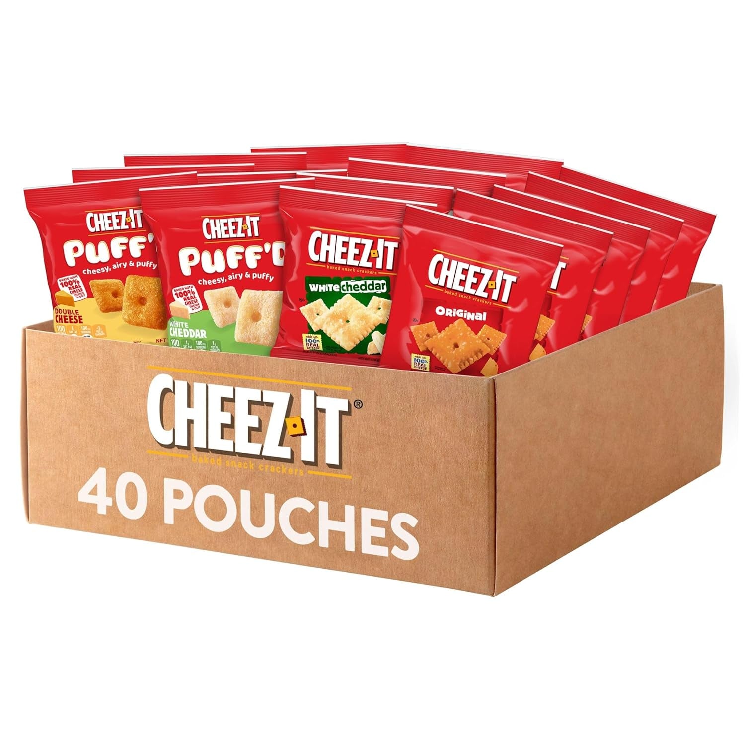 Cheese Crackers, Baked Snack Crackers, Lunch Snacks, Variety Pack (40 Pouches)