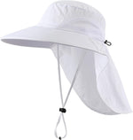 Outdoor UPF50+ Sun Hat Wide Brim Mesh Fishing Hat with Neck Flap