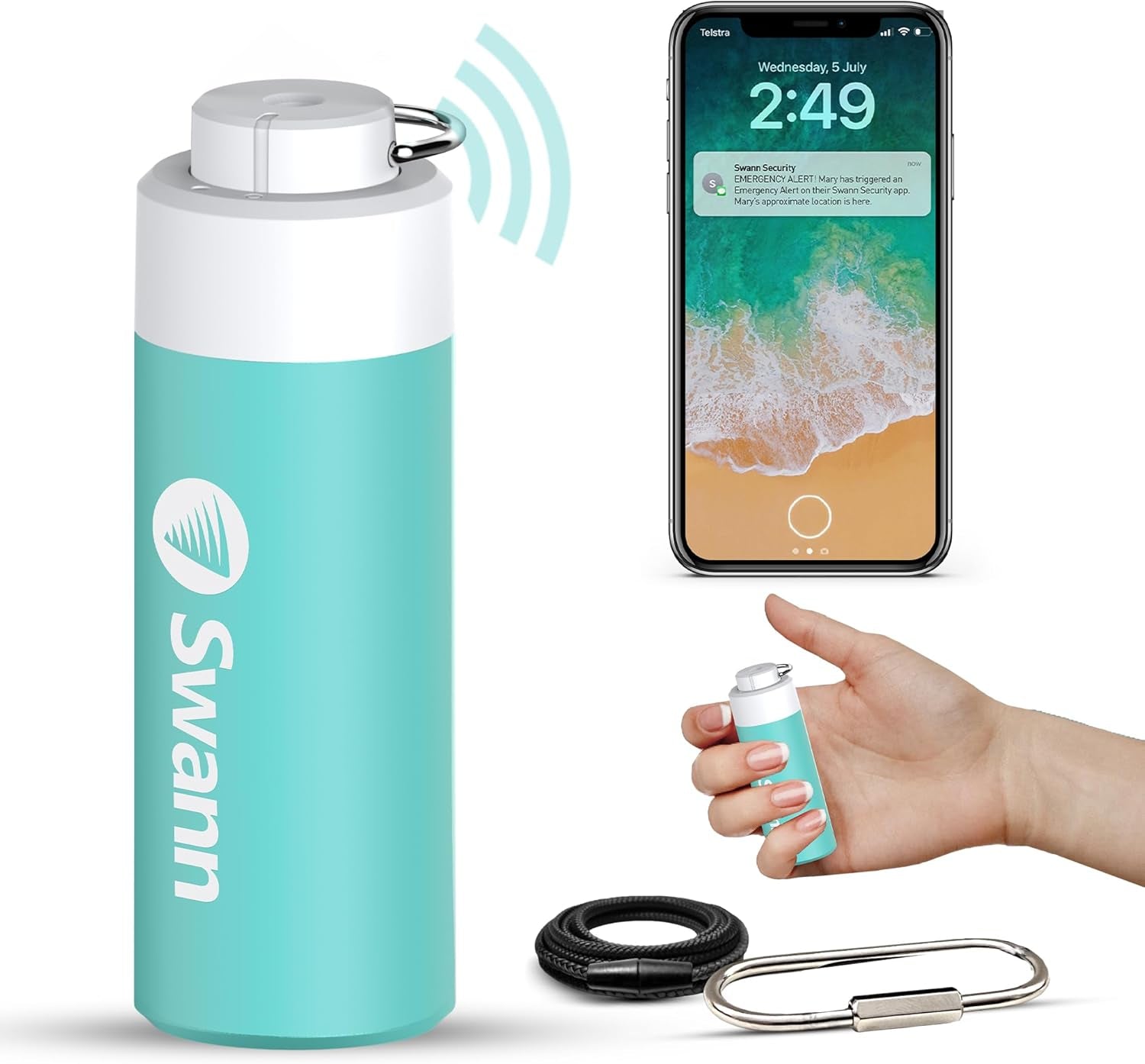 Activeresponse Mobile Personal Safety Alarm - 110Db Loud Emergency Siren with SMS Alerts & Mobile Connectivity, Long Battery Life, Smart SOS Safety Alarm, Key Chain, MPRS