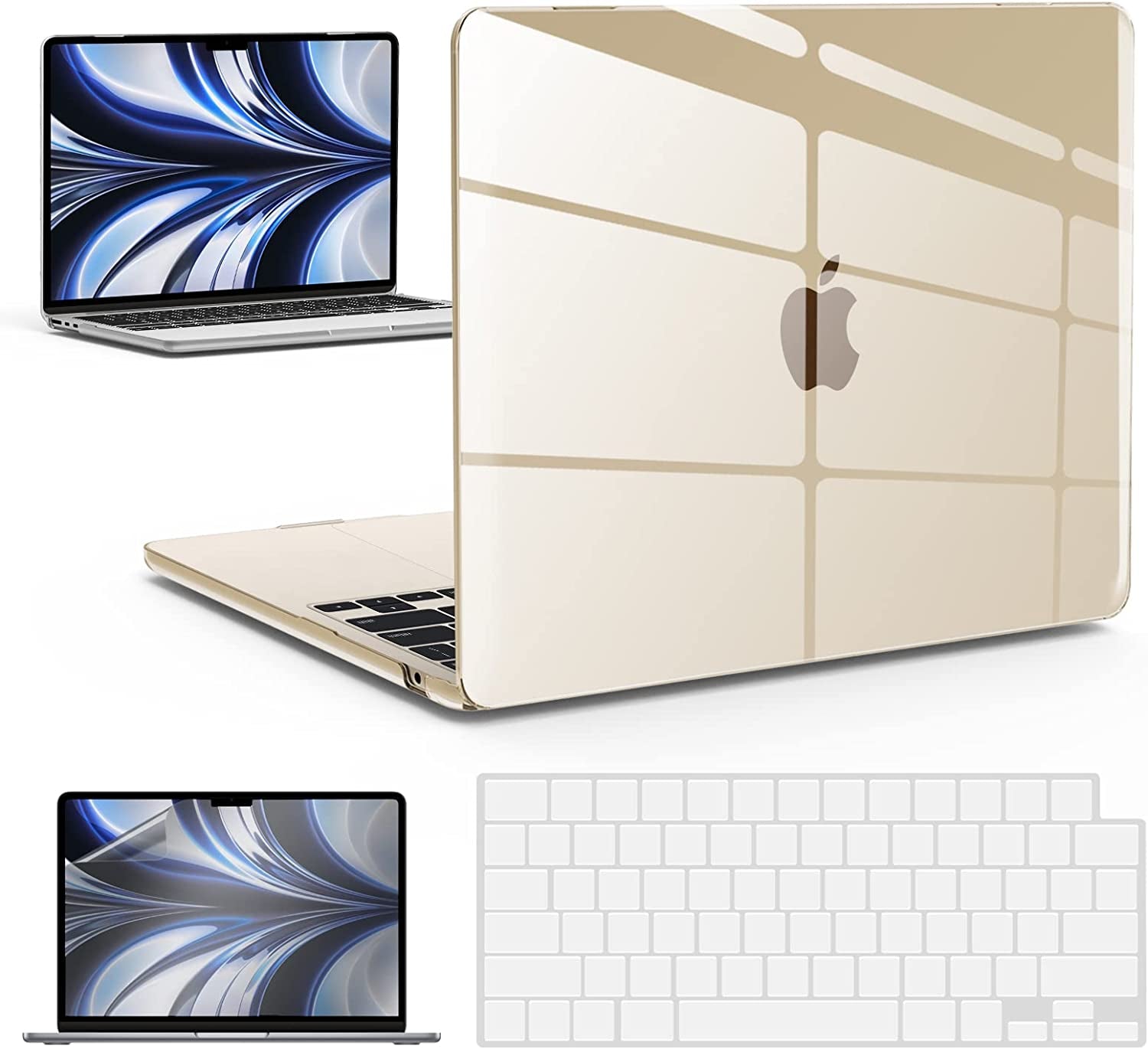 Compatible with 2024 2023 2022 Macbook Air 13 Inch Case M3 A3113 M2 A2681, Hardshell Case & Keyboardcover & Screenfilm for Mac Air 13.6 with Touch ID, Crystal Clear, KK-CYCL+2