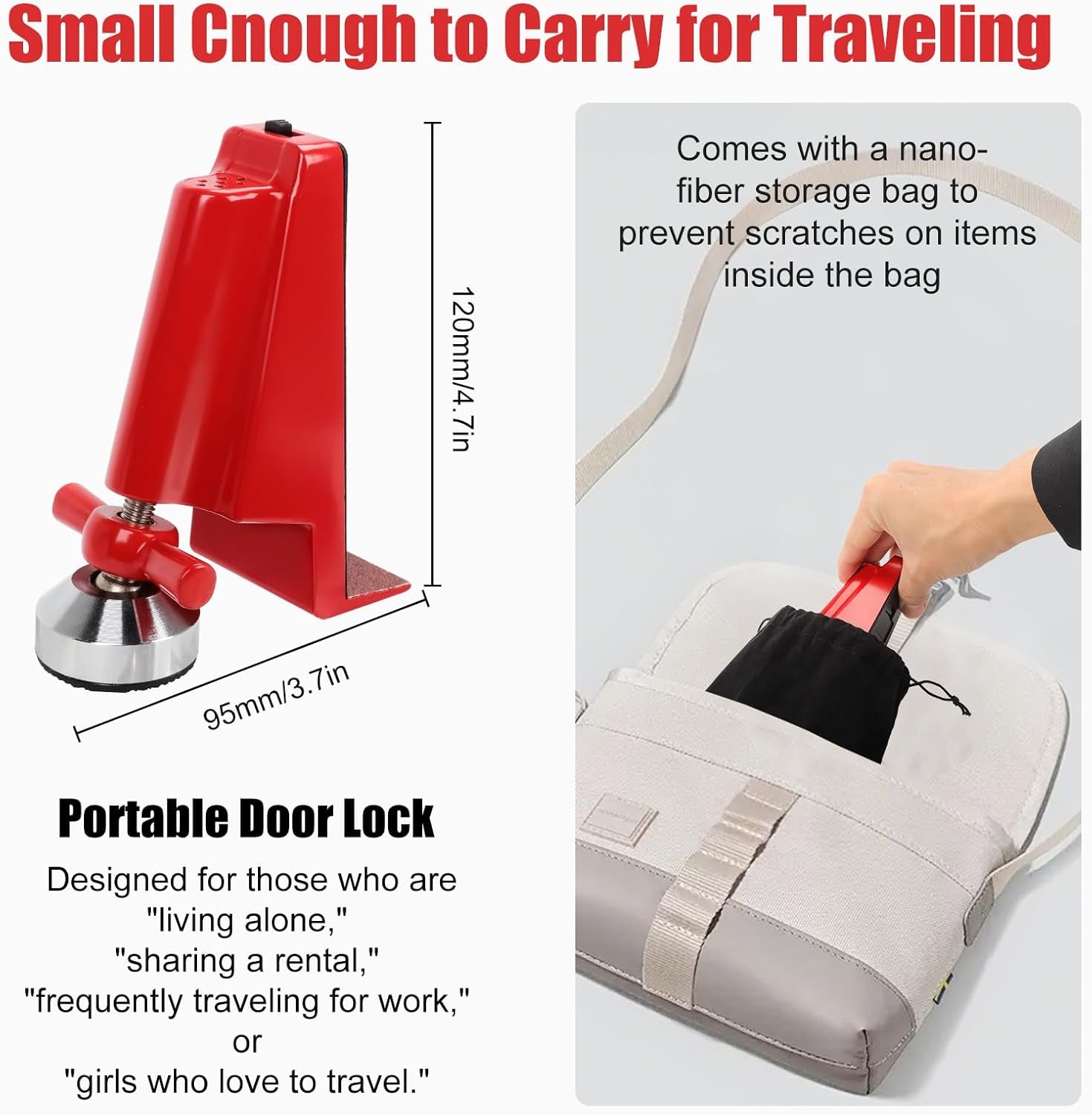 Door Stoppers Security, Portable Door Lock for Travel anti Theft Door Blocker, for Home Security and Personal Protection (Built-In Alarm Device)