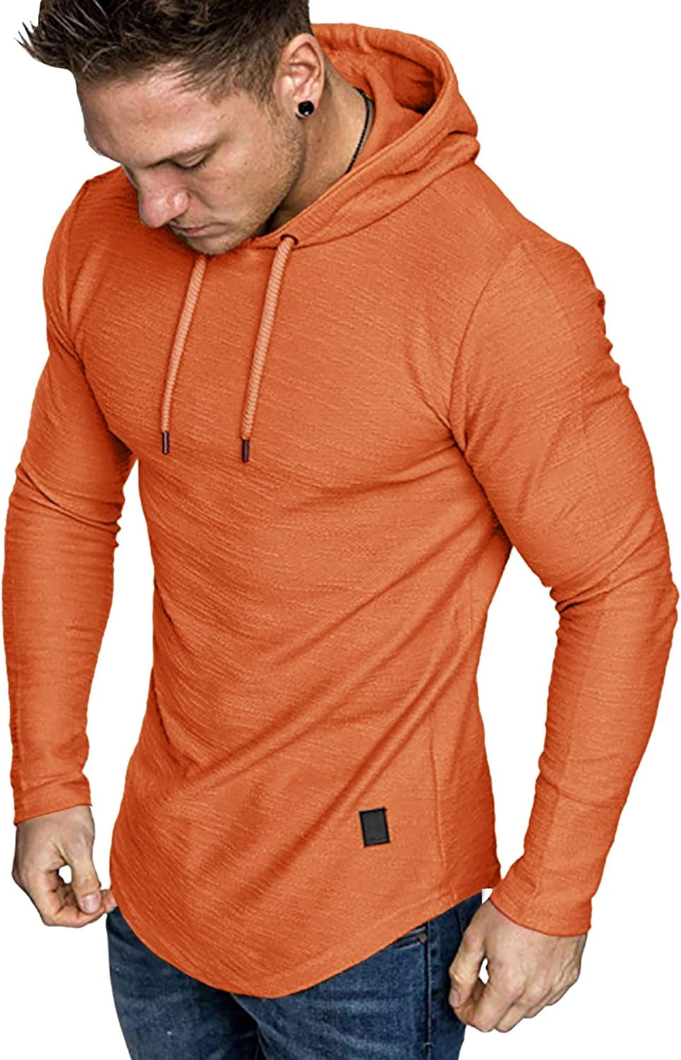 Mens Fashion Athletic Hoodies Sport Sweatshirt Solid Color Fleece Pullover
