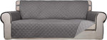 Reversible Quilted Sofa Cover, Water Resistant Slipcover Furniture Protector, Washable Couch Cover with Non Slip and Elastic Straps for Kids, Dogs, Pets (Sofa, Gray/Light Gray)