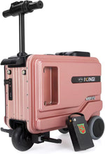 Electric Suitcase 20Inch Rideable Luggage Boardable Luggage Carry on Luggage with Night Light, Cup Holder (Pink)