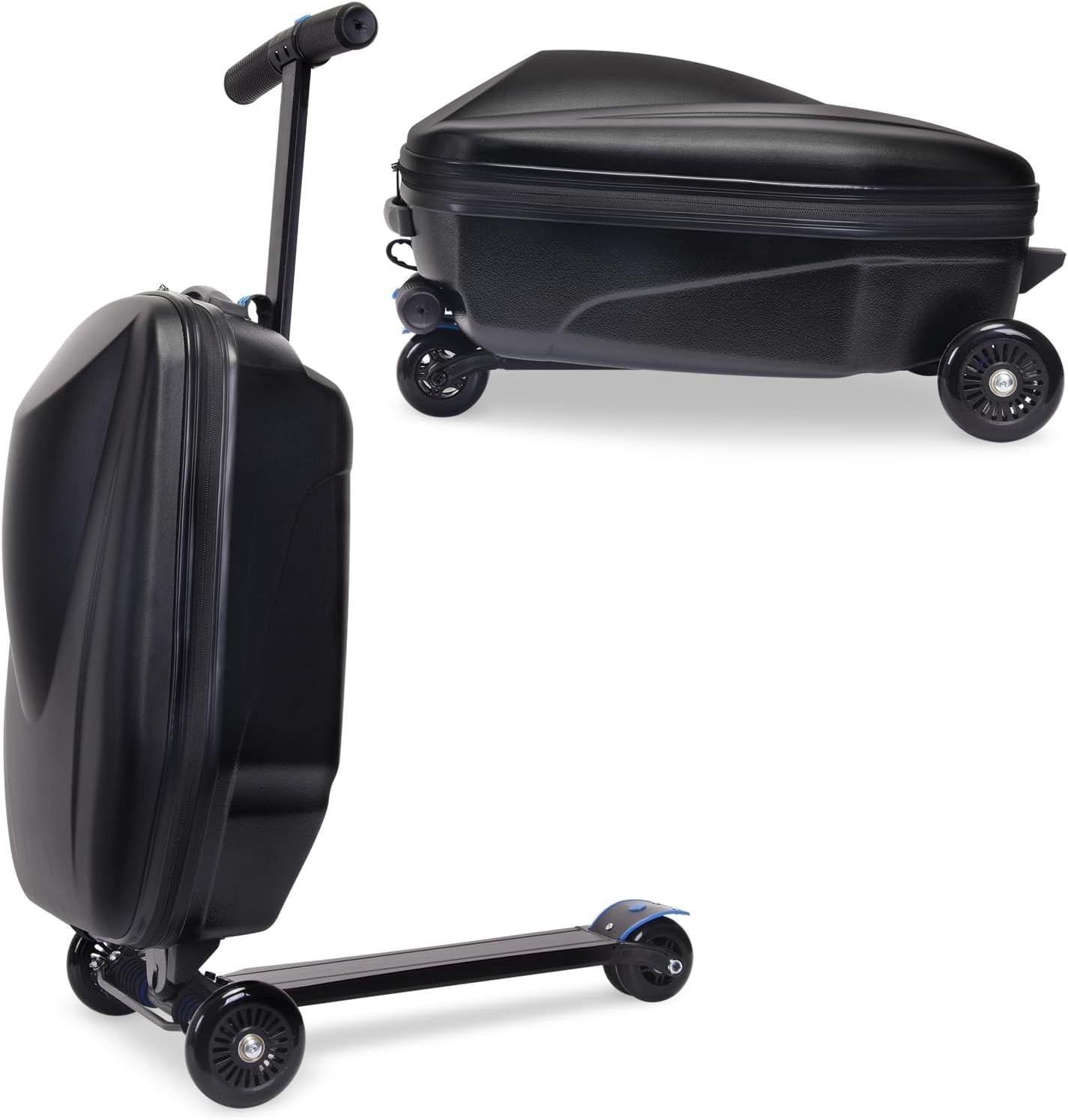 20" Scooter Suitcase for Kids, 2-In-1 Ride on Luggage with Wheels for Boys & Girls Ages 4-15, Foldable Hardshell Carry on Lightweight Travel Suitcase for Airplane