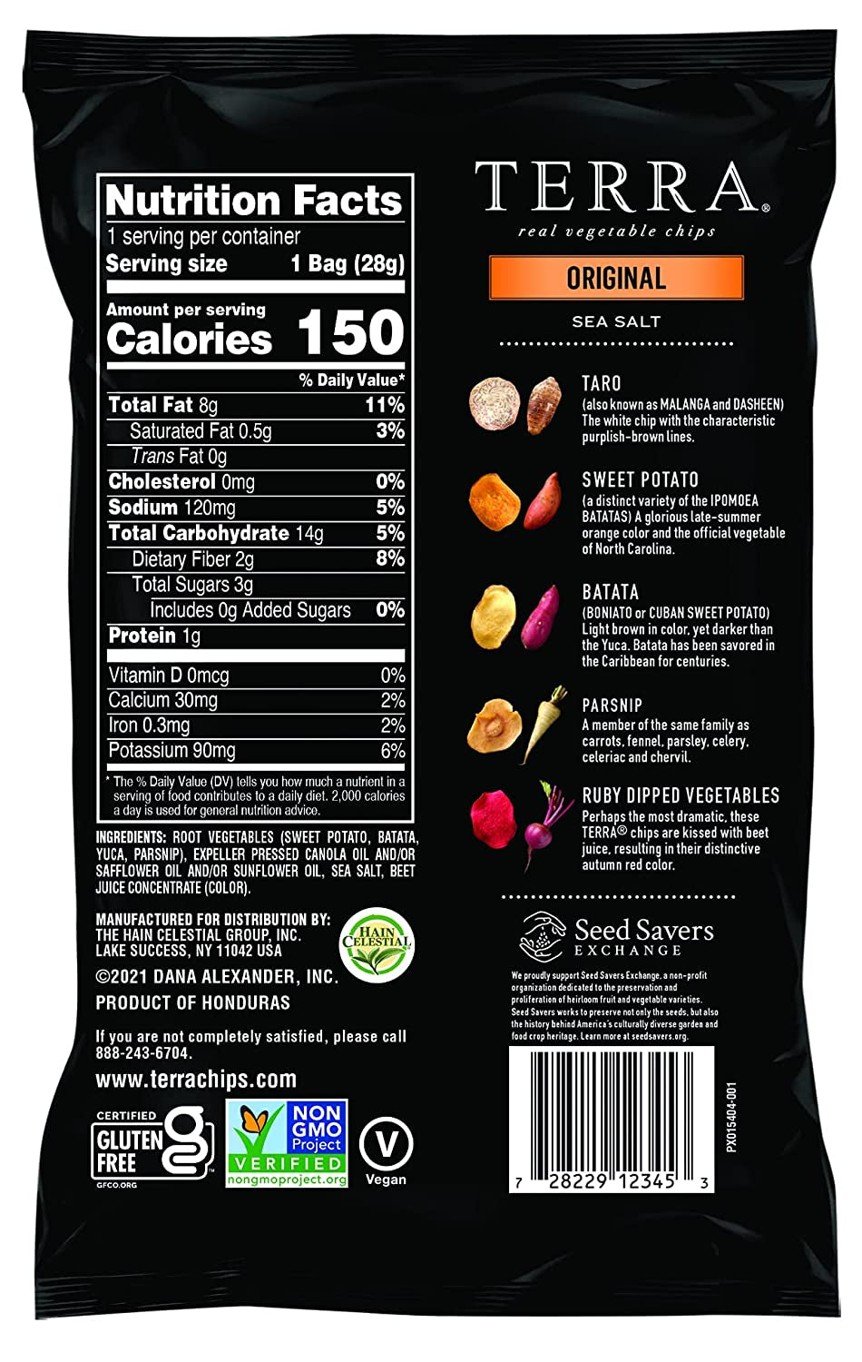 Vegetable Chips, Original Vegetable Chips with Sea Salt, 1 Oz (Pack of 24)