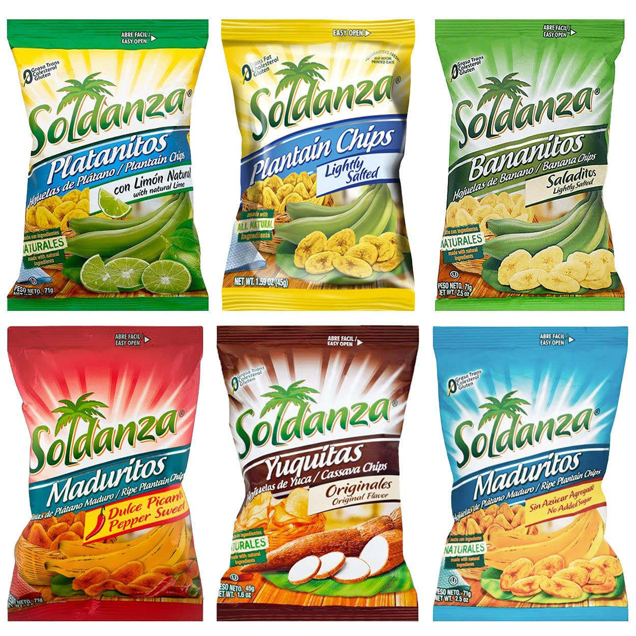 Father'S Day Journey of Snacks "International Snack" Soldanza Plantain Chips Variety Pack 2.5Oz (Pack of 6) (6 Mix)