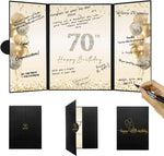 Black Gold 70Th Birthday Party Decorations, Happy 70Th Birthday Alternative Signature Guest Book for Men Women Cheers to 70 Years Old Gifts 70 Birthday Signing Card Board Party Supplies