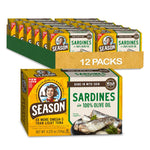 Sardines in Olive Oil - Wild Caught, 22G of Protein, Keto Snacks, More Omega 3'S than Tuna, Kosher, High in Calcium, Canned Sardines - 4.37 Oz Tins, 12-Pack