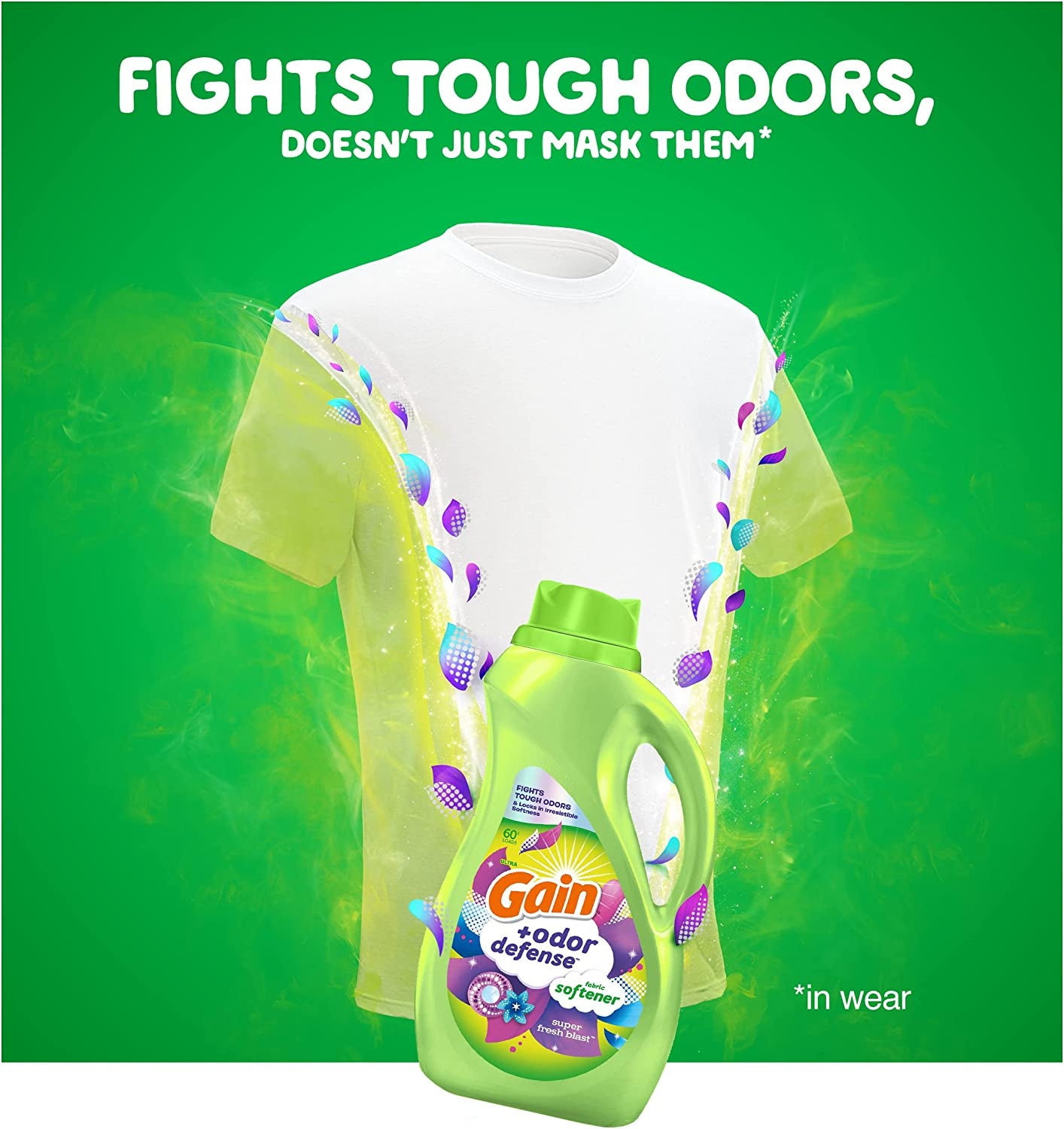 + Odor Defense Liquid Fabric Softener, Super Fresh Blast Scent, 140 Oz 190 Loads, HE Compatible