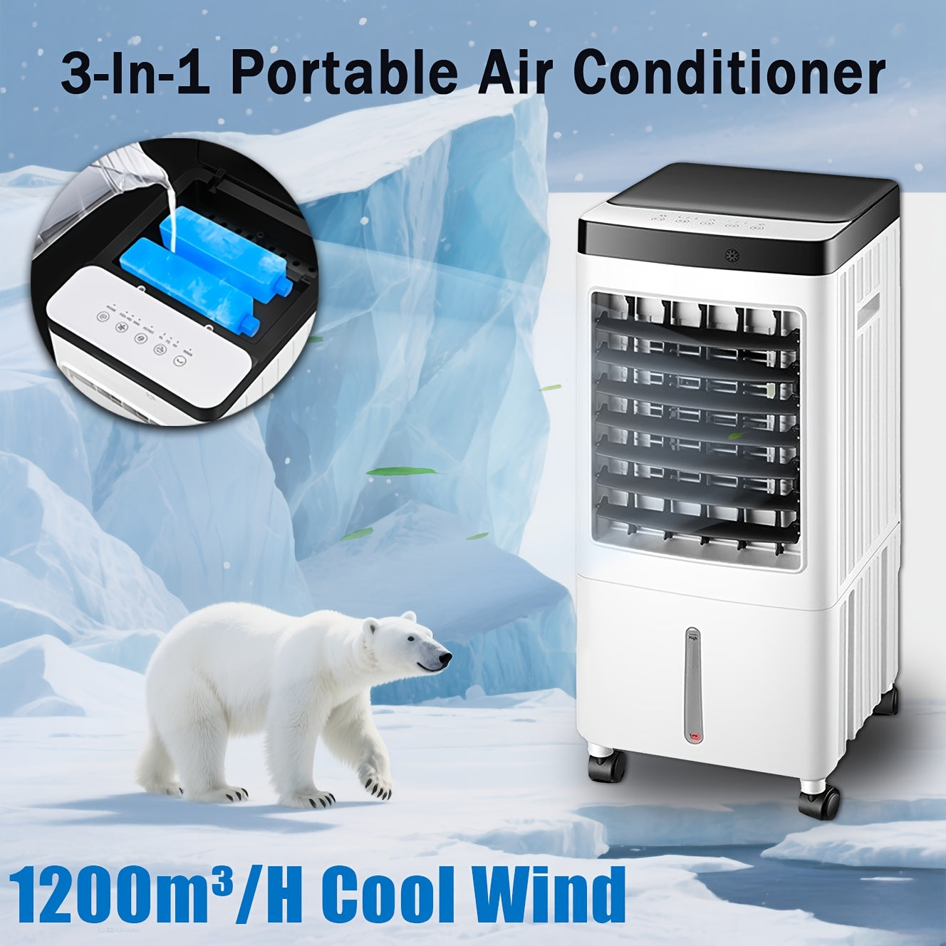 3 In 1 Portable Cooling Fan Evaporative Cooler 1800 CFM Swamp Air Conditioner With Control Remote 24H Timer And 4 Ice Packs Ice Cooling  Humidification 3 Speed 120 Oscillation 211gal Large Water Tank 110V Perfect For Apartments And Office