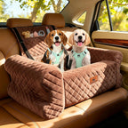 Dog Car Seat for Medium/Large Dogs up to 60LBS Memory Foam Dog Booster Seat | with Thick Cushion, Pet Car Seat for Back with Detachable Washable Cover, Storage Pockets for SUV, Pick Up, Trunk, Brown