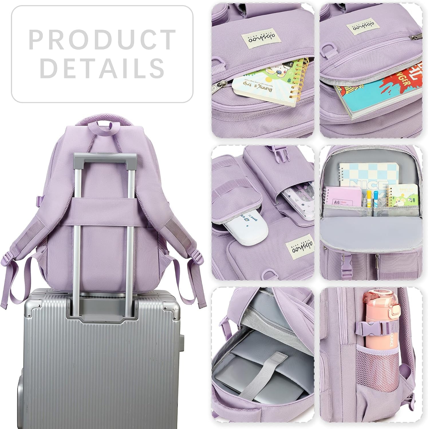 Large Heavy Duty Backpack for School College Bookbag Casual Multi Pocket Travel Backpacks
