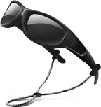 Kids Sunglasses Polarized UV Protection Flexible Rubber Glasses Shades with Strap for Boys Girls RBK037