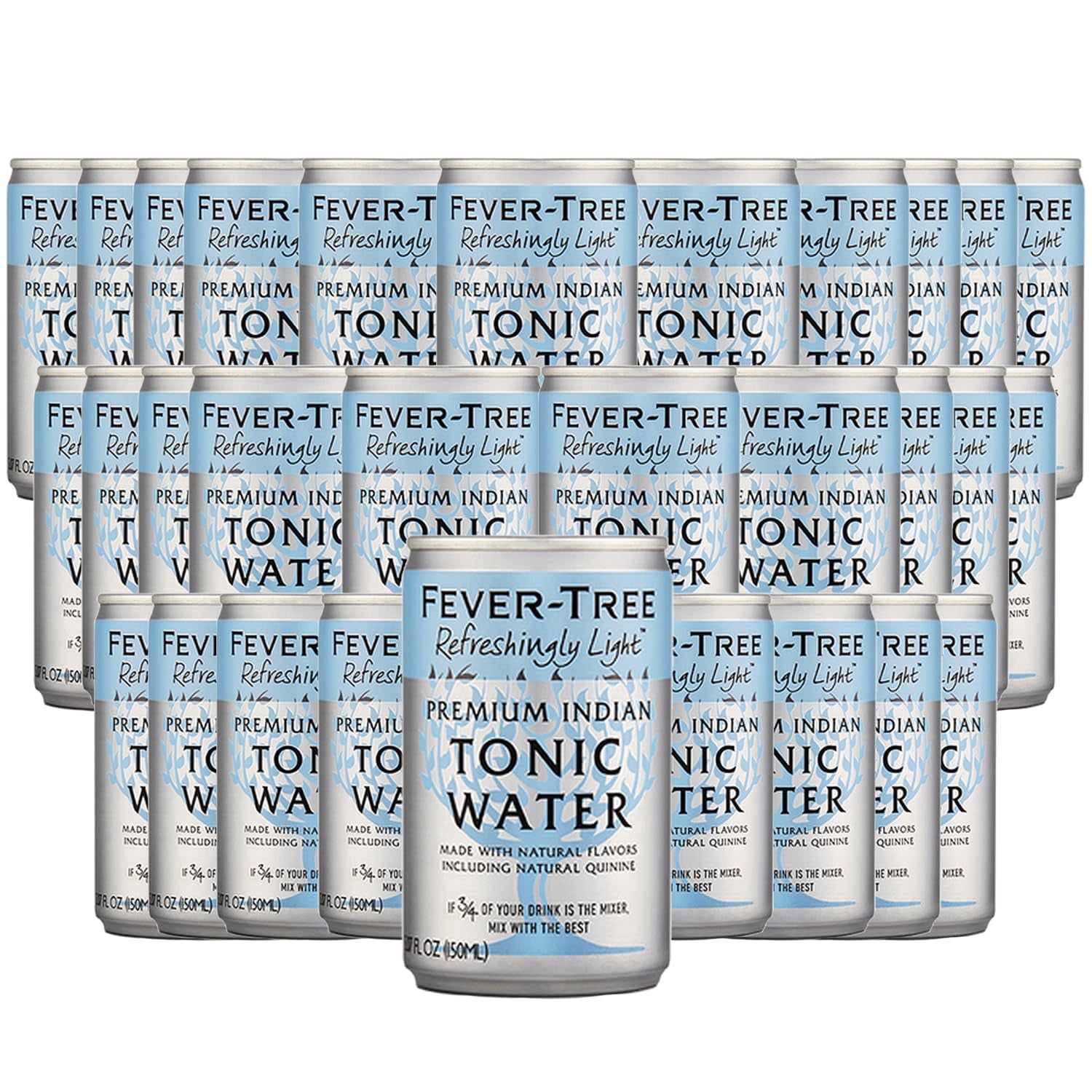 Fever Tree Light Indian Tonic Water - Premium Quality Mixer and Soda - Refreshing Beverage for Cocktails & Mocktails 150Ml Bottle - Pack of 30