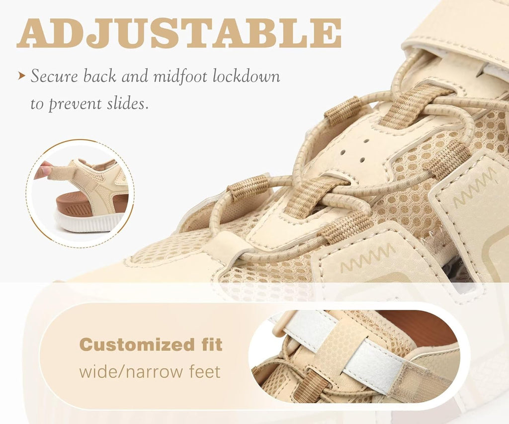 Womens Orthopedic Walking Sandals Comfortable Plantar Fasciitis Arch Support Sport Recovery Thick Cushion Closed Toe Hiking Sandal Adjustable Strap Casual Travel Beach Outdoor Sandles