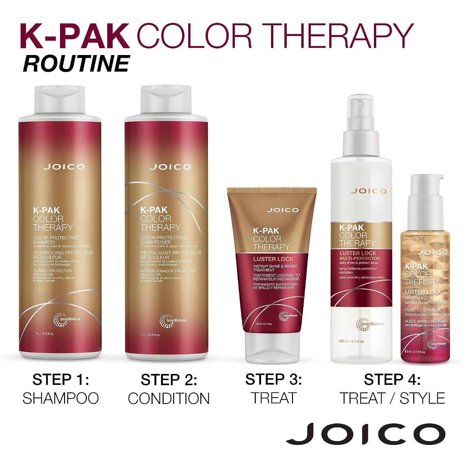 Joico K-PAK Color Therapy Color-Protecting Shampoo & Conditioner Set | for Color-Treated Hair | Boost Shine | Improve Elasticity | Repair Breakage | Rebuild Damaged Hair | with Keratin & Argan Oil