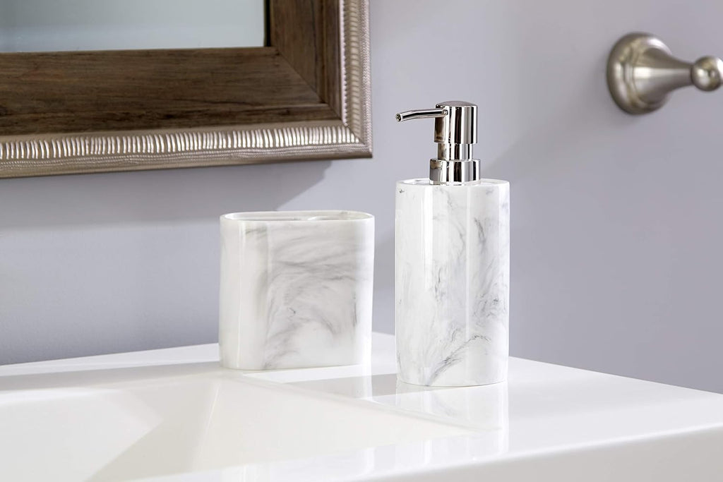 Marble Swirl Soap Dispenser, White