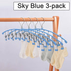 3Pack Legging Organizer for Closet,Upgrade Skirt Pants Hangers with Clips, Metal Yoga Pants Hangers 10 Clips,Space Saving Closet Organizers Rubber Coated Organizers Leggings Hanger(Blue)