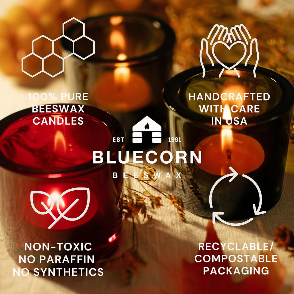 Tea Light Candles, Raw Yellow, Clear Cups, 24 Pack | 100% Pure Natural Bees Wax, Unscented, Paraffin & Soy Free, 5 Hour Burn Time, Made in USA