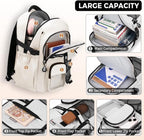 Laptop Backpack Large Cool Aesthetic Waterproof Hiking Travel Backpacks Multiple Pockets Book Bag for College Women Men (Black)