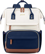 Laptop Backpack for Womem Work Bags: 17.3 Inch Travel Backpacks with USB Charging Port anti Theft Fashion College Bookbag Durable Back Pack Purse Bussiness Daypack for Nurse Teacher Navy Beige