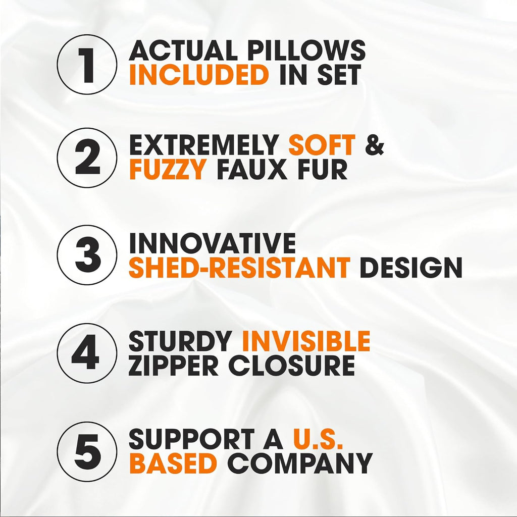 Faux Fur Throw Pillows - Decorative Pillows for Couch, Bed Throw Pillows, Grey Accent Pillows for Bedroom or Living Room Aesthetic, Set of 2 Furry Throw Pillows, 18”X18”