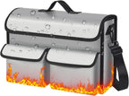 Fireproof Document Bag 17 X 11 in with File Organizer Box | UL94 VTM-0 Certified, Silicone-Coated Fiberglass, 2 Dividers, Grab-And-Go Emergency Storage, Important Document Case for Home