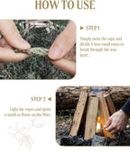Fire Rope Blue Flame(30-Pack) Windproof Fire Starter, Long-Lasting, Bright Blue Flame Survival Fire Starters - Fast Igniting Fire Rope for Camping