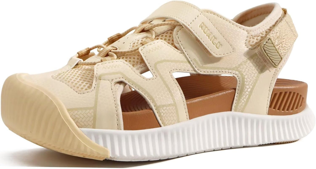 Womens Orthopedic Walking Sandals Comfortable Plantar Fasciitis Arch Support Sport Recovery Thick Cushion Closed Toe Hiking Sandal Adjustable Strap Casual Travel Beach Outdoor Sandles