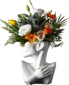Ceramics Statue Flower Vase Face Pots Bust Head Shaped for Birthday Gifts Home Office Decoration (White) | Greek Sculpture Style, Home Office Decoration, Statue Design