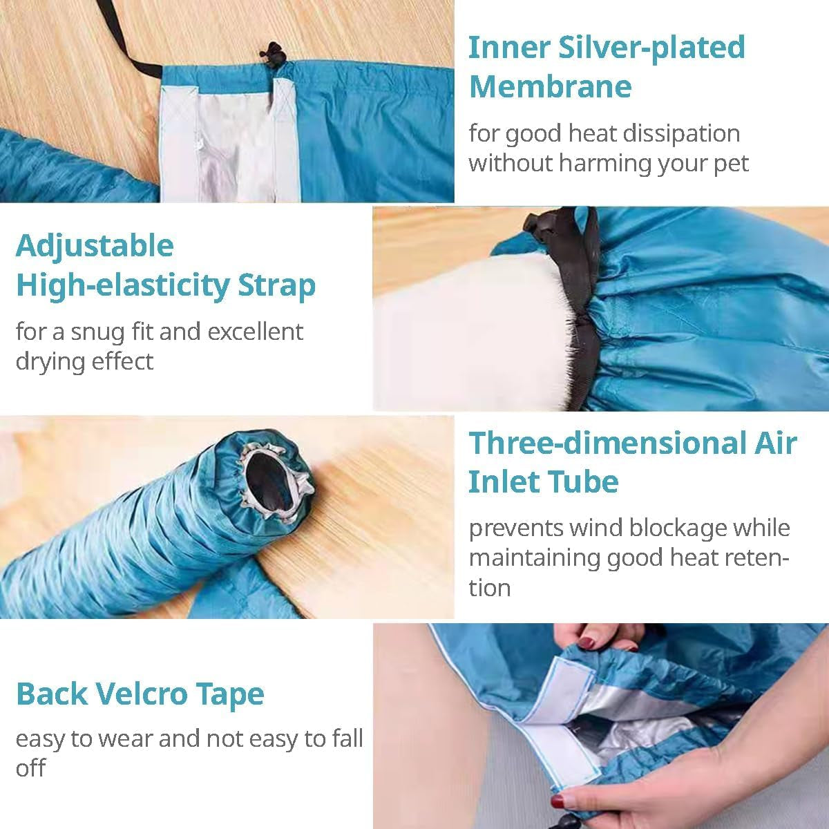 Dog Drying Bag – Quick Dry Pet Hair Drying Suit for Small Medium Large Dogs and Cats, 360° Air Circulation Grooming Accessory for Blow Drying (Small)
