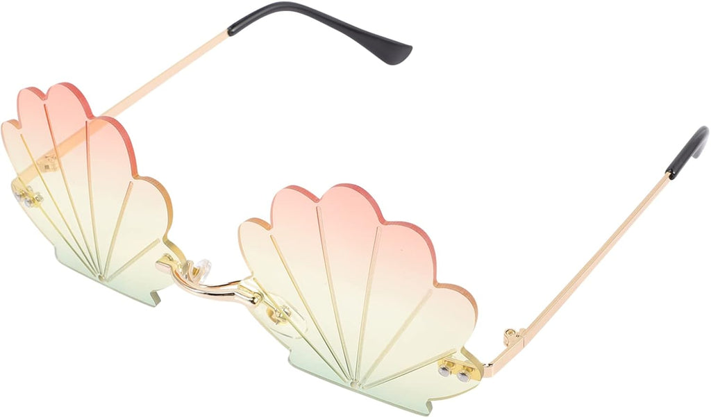 Seashell Sunglasses: Shell Shaped Eyeglasses, Fashion Rimless Wave Sunglasses for Girls Women