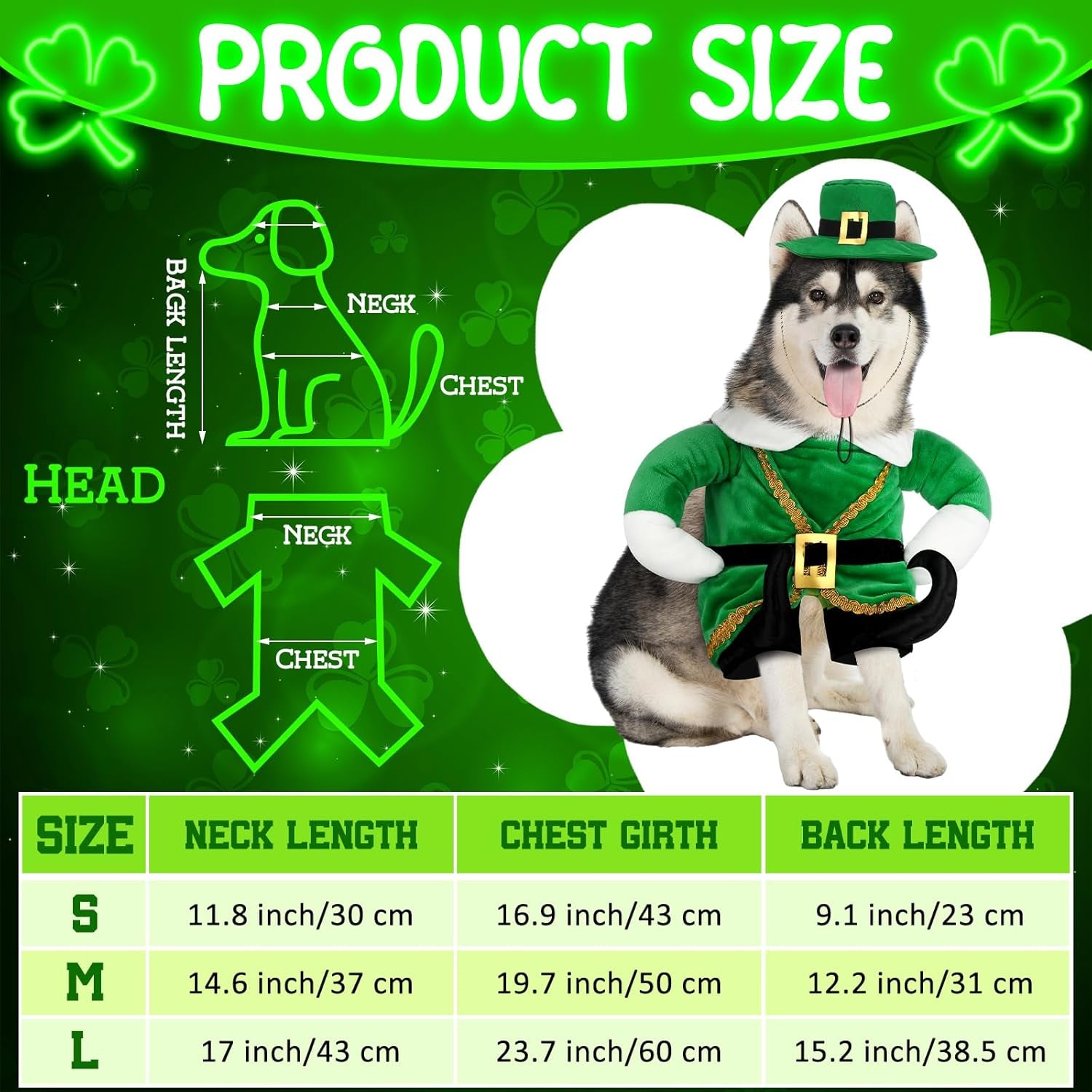 St. Patrick'S Day Dog Costume Walking Leprechaun Dog Outfit with Arms Irish Day Holiday Pet Clothes Cosplay Accessories for Cat Doggy Pet(L)
