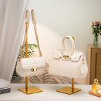Purse Holder Handbag Display Stand: Gold Hanger Rack for Bags, Purses, and Wreath, Adjustable Hook Stand for Tabletop, Closet, and Retail Use for Vendors