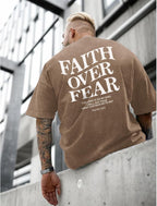 Christian Faith over Fear Shirt for Men Jesus Religious Shirts Oversized Graphic Tees Acid Wash God T-Shirt