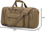 Canvas Duffle Bag, Expandable 60L Travel Overnight Weekender Bag | Multiple Pockets, Carry-On Size, Durable Zippers, Detachable Strap, for Men & Women, Coffee