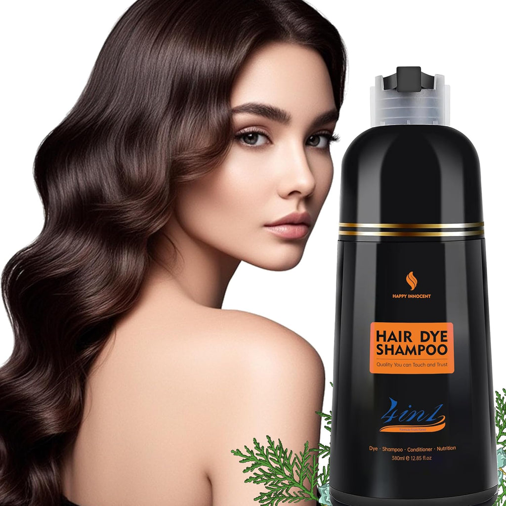 Hair Dye Shampoo for Gray Hair-Chestnut Brown Hair Color Shampoo,4 in 1 Easy to Use Natural&Long Lasting Looking Ammonia Free