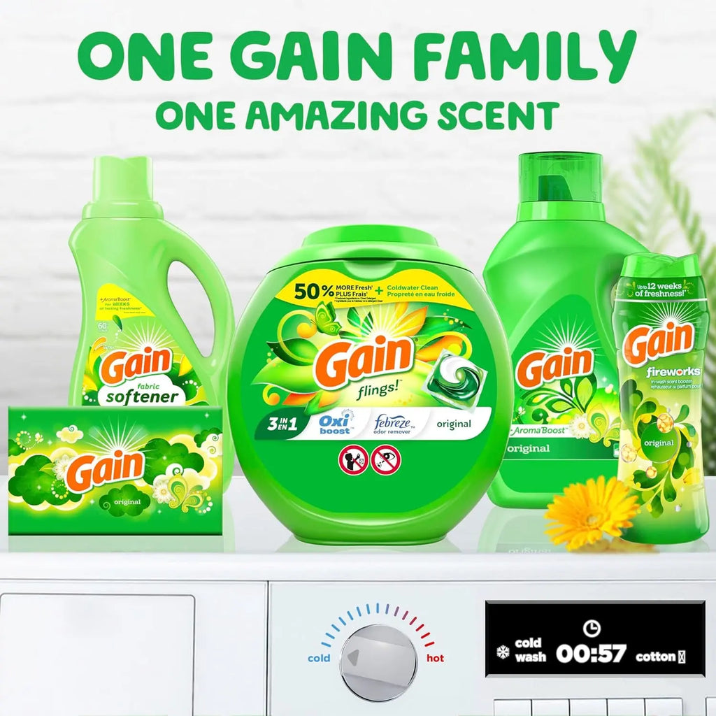 Flings Laundry Detergent Soap Pacs HE Compatible Long Lasting Scent, Original Scent, 76 Count