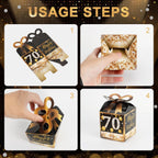50PCS 70Th Birthday Boxes, 70Th Party Favors,Birthday Boxes Decorations,Black and Gold Party Favors for Guests for Men Women