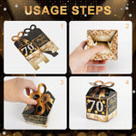 50PCS 70Th Birthday Boxes, 70Th Party Favors,Birthday Boxes Decorations,Black and Gold Party Favors for Guests for Men Women