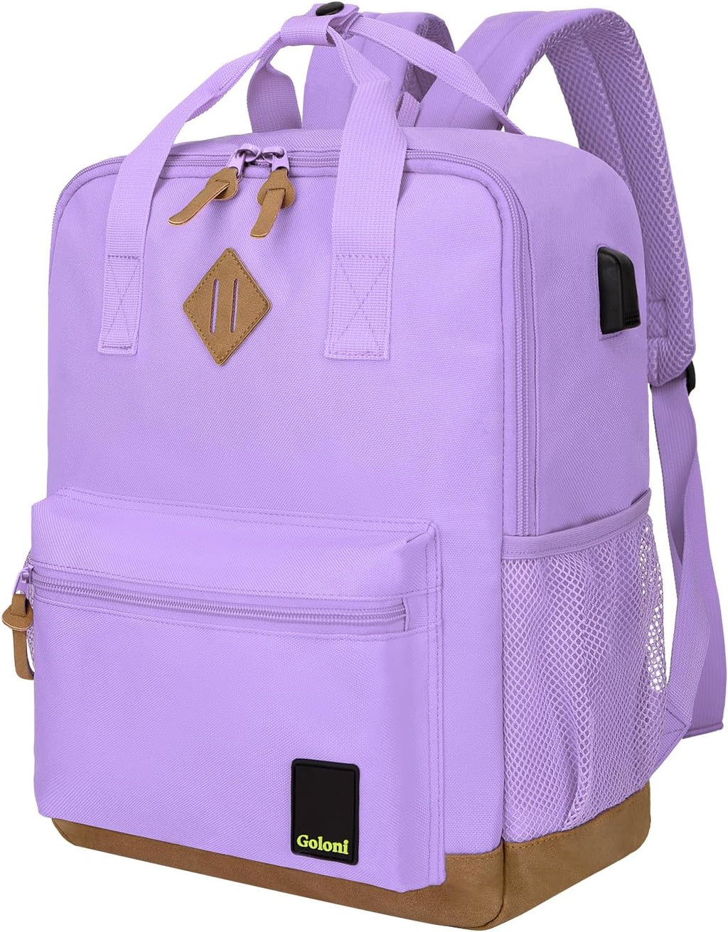 Small Carry on Travel Backpack with USB Charging Port, Lightweight Water Resistant Mini Carry-On Backpack for Men Women, Compact Personal Everyday Backpack,Purple