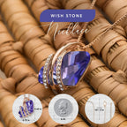 Wish Stone Pendant Necklace with Birthstone Crystal, 18K Rose Gold Plated/Silvertone, 18" + 2"