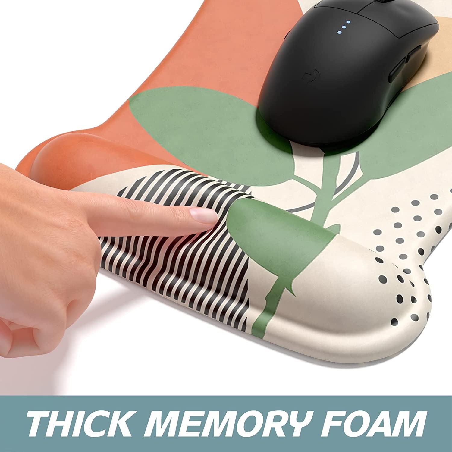 Mouse Pad Wrist Support Keyboard Wrist Rest Pad Ergonomic Mousepad Non-Slip Memory Foam Keyboard Pad Easy Typing Pain Relief Perfect for PC Laptop Gaming Office, Modern Abstract Style