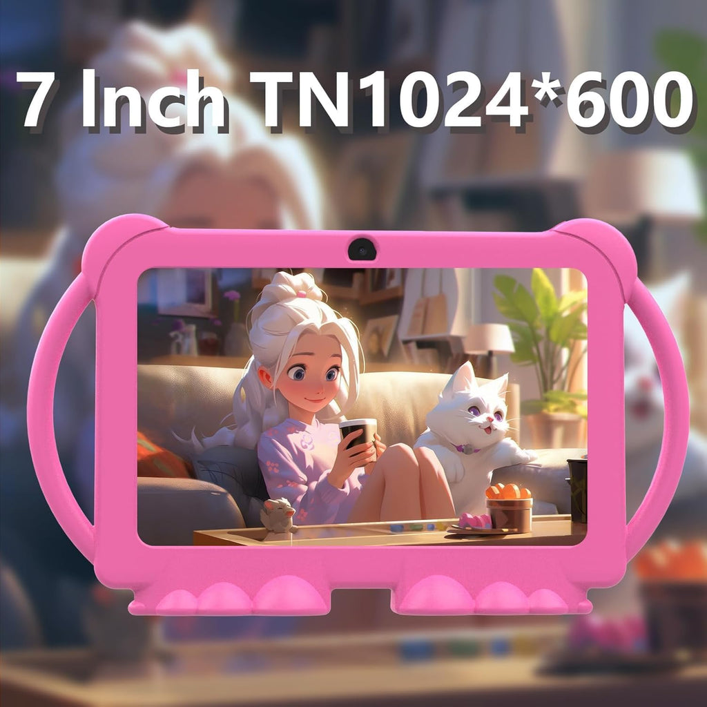 Kids Tablets, Android 12 Tablet for Kids, 4GB RAM 32GB ROM Toddler Tablet 7 Inch IPS Screen, Parental Control, 2+5MP Dual Camera, Shockproof Case for Educational, Games